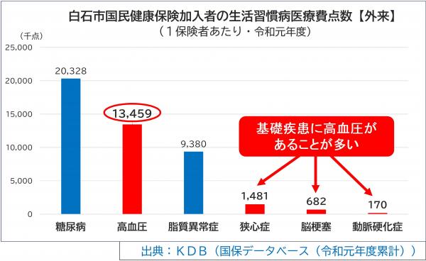 白石市国民健康保険加入者の生活習慣病にかかる外来医療費