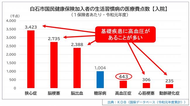 白石市国民健康保険加入者の生活習慣病にかかる入院医療費